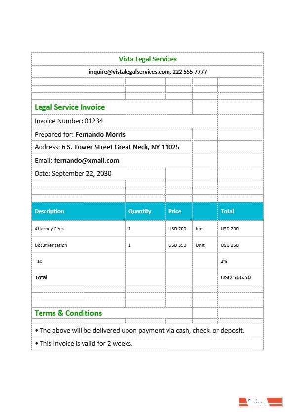 Legal Services Invoice Template PSD template